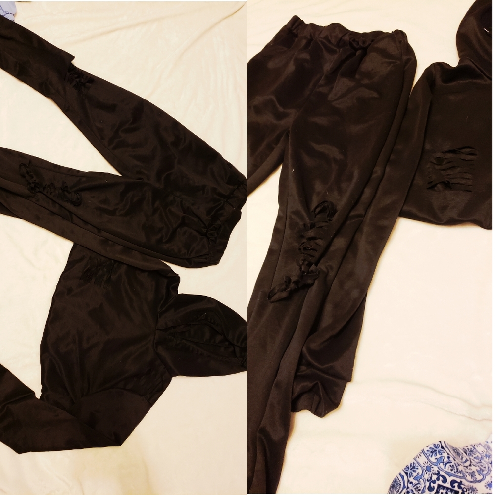 Set distressed Black jog suit
